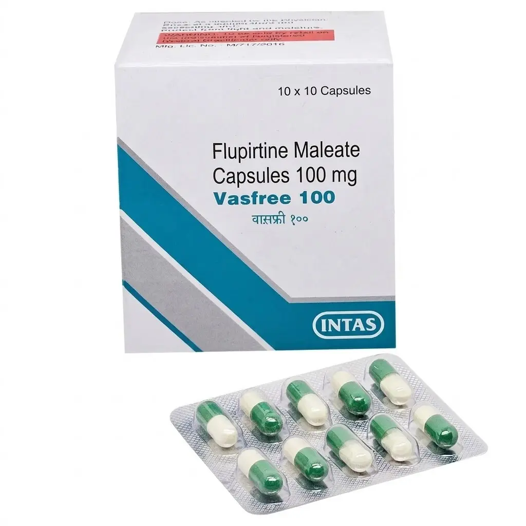 Vasfree 100 — Flupirtine Maleate 100 mg, 100 pcs, Intas