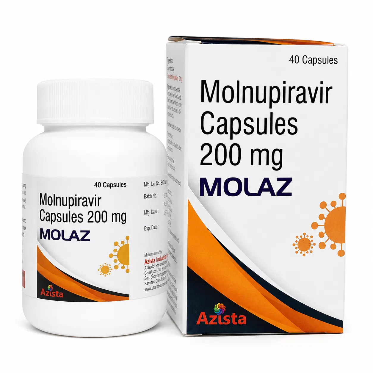 Molaz — Molnupiravir 200 mg, 40 pcs, Azista Industries