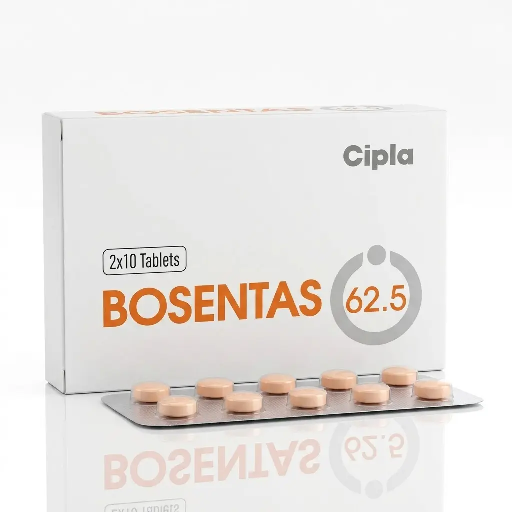Bosentas 62.5 — Bosentan 62.5 mg, 20 pcs, Cipla