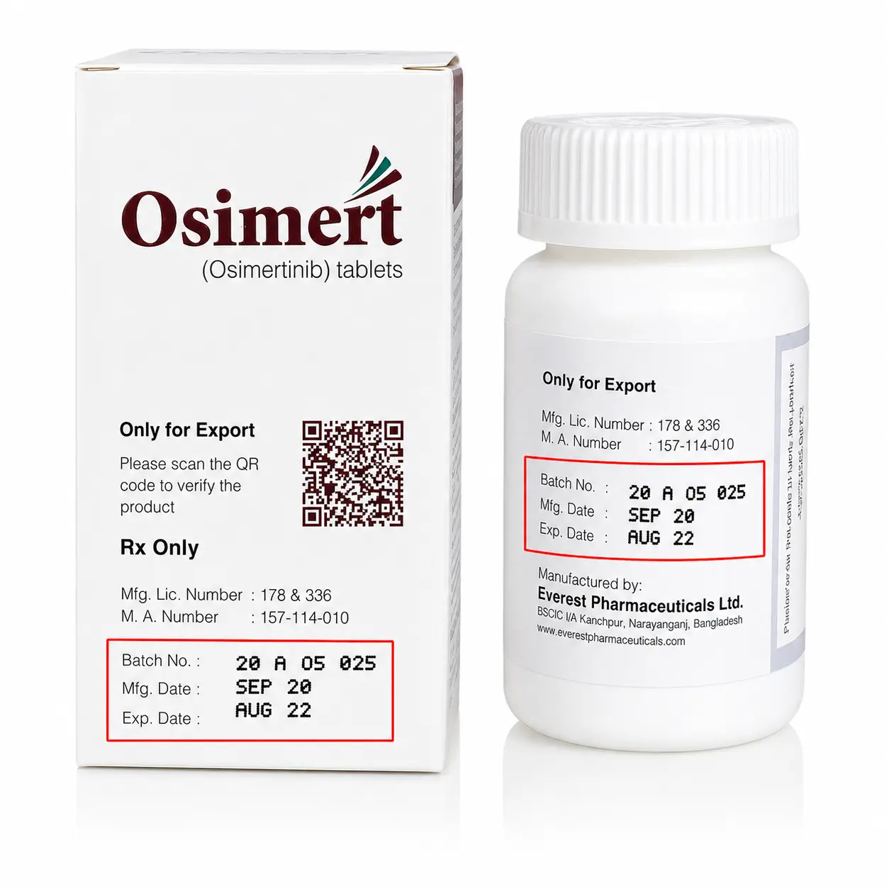 Matching batch numbers on Everest carton and bottle